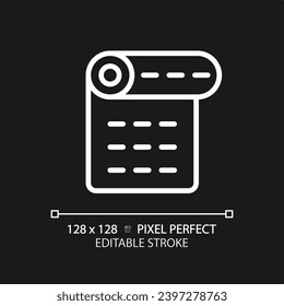 2D pixel perfect white hiking mat icon, isolated vector, editable hiking gear thin line illustration.
