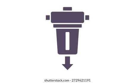 Un ícono de filtro de agua de estilo glifo perfecto en 2D, Vector aislado y una simple ilustración de silueta que representa la plomería.