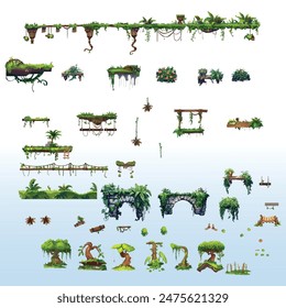 2d platformer game tileset, floating tileset, obstacles