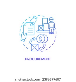 2D procurement gradient thin line icon concept, isolated vector, blue illustration representing vendor management.