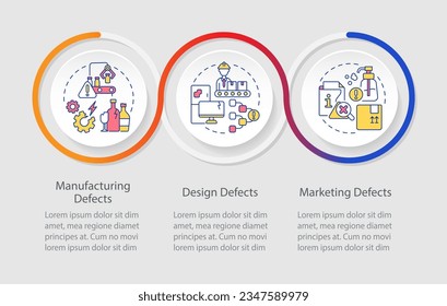 plantilla de infografía vectorial de responsabilidad de producto 2D, visualización de datos con 3 pasos, tabla de tiempos de proceso.