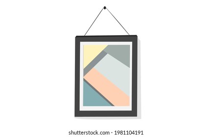 2D Realistischer Bilderrahmen einzeln auf weißem Hintergrund. Perfektes Front View Bild mit abstrakten Farben. 2d Vektorgrafik