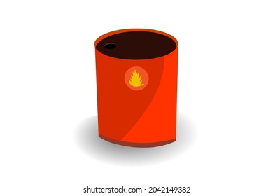 2d Red Cartoon oil barrel With Fire Logo Isolated on White Background Vector 