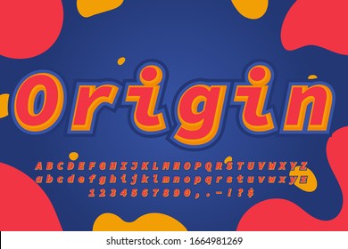 2d red yellow with fluid shape on blue modern alphabets text style effect