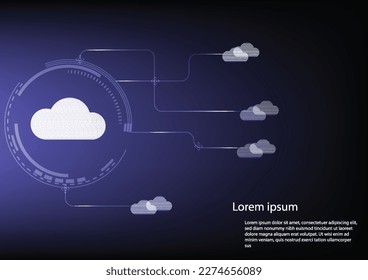 2d rendering technology Cloud computing.Blue background.