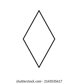 Forma de rhombus 2D en matemáticas. Dibujo de forma de rhombus negro para niños aislados en fondo blanco