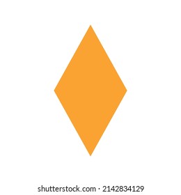 2D rhombus shape in mathematics. Orange rhombus shape drawing for kids isolated on white background