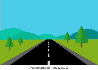 2d Road view no tree editable vector illustration