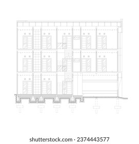 2d section sketch of a multi-storey building