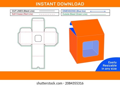 2D side display box, dieline tamplate and 3D box color changeable and editable box
