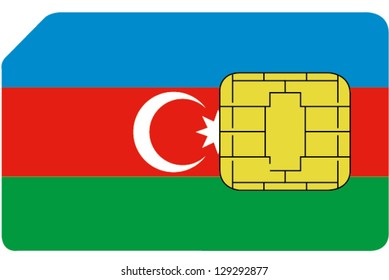 2D SIM card with the flag of Azerbaijan