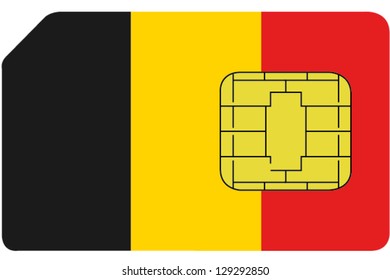 2D SIM card with the flag of Belgium