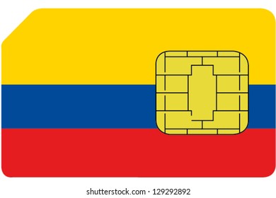 2D SIM card with the flag of Colombia