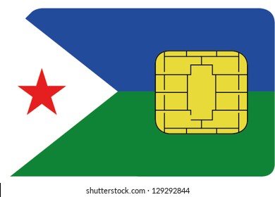 2D SIM card with the flag of Djibouti