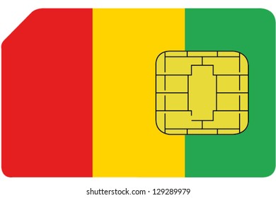 2D SIM card with the flag of Guinea