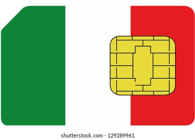 2D SIM card with the flag of Italy