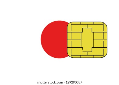 2D SIM card with the flag of Japan