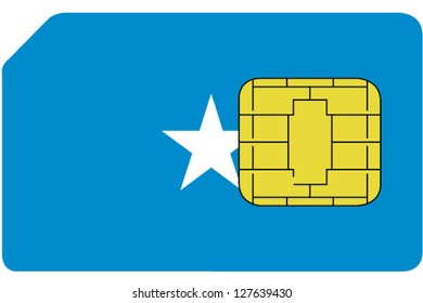 2D SIM card with the flag of Somalia