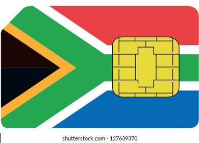 2D SIM card with the flag of South Africa
