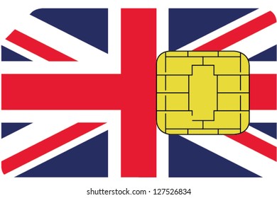 2D SIM card with the flag of the United Kingdom