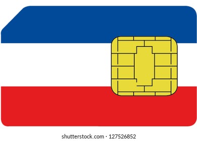 2D SIM card with the flag of Yugoslavia