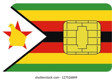 2D SIM card with the flag of Zimbabwe