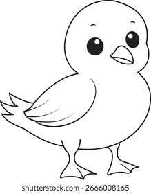 2d Ilustración de contorno de pollito de dibujos animados simple, perfecto para colorear páginas, libros para niños y actividades educativas.