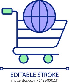 2D simple editable e-commerce laws icon representing cyber law, isolated vector, thin line illustration.