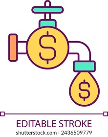 2D simple editable icon representing cash flow, isolated vector, thin line illustration.