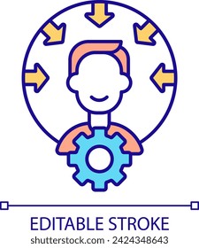 2D simple editable metacognition icon representing learning theories, isolated vector, thin line illustration.