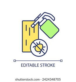 2D simple editable treated bed bug infestation icon representing integrated pest management, isolated vector, thin line illustration.