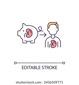 2D simple editable xenotransplantation icon representing cell therapy, isolated vector, thin line illustration.