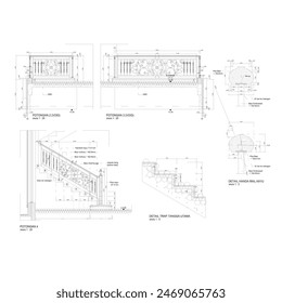 boceto 2d de escaleras clásicas