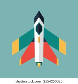 2D Spaceship Flat design in blue background