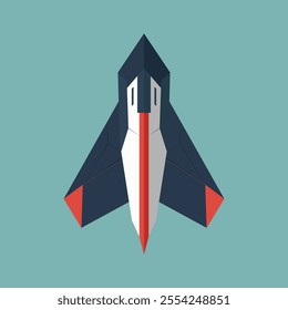 2D Spaceship flat design in minimal color style