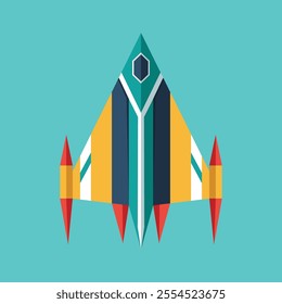 2D Spaceship flat design in minimal color