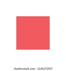 2D Square Shape In Mathematics. Red Square Shape Drawing For Kids Isolated On White Background