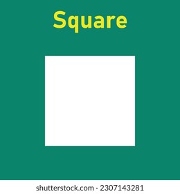 2D square shape in mathematics. White square shape drawing for kids isolated on chalkboard.