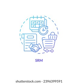 2D SRM gradient thin line icon concept, isolated vector, blue illustration representing vendor management.