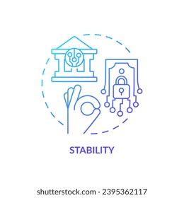 2D stability gradient thin line icon concept, isolated vector, illustration representing digital currency.