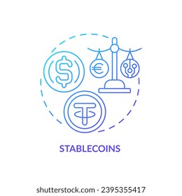 2D stablecoins gradient thin line icon concept, isolated vector, illustration representing digital currency.