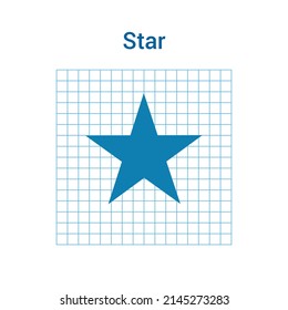 2D star shape in mathematics. Blue star shape drawing for kids isolated on white background