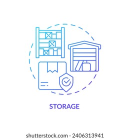 2D storage gradient icon representing moving service, simple isolated vector, thin line illustration.