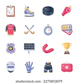 2D Style Icon Collection of Hockey Game 

