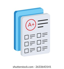A 2d style icon showcasing a grade report card