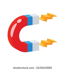 A 2d style icon showing magnet attraction experiment