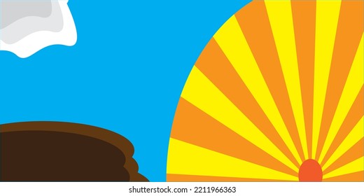 2D sunset and sunrise scenery background wallpaper illustration for banner
