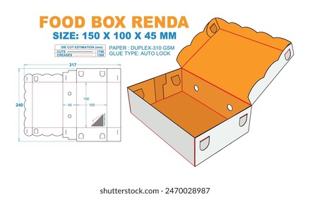 2D Technical Drawing: real shape and dimension illustrations (File Eps scale 1:1) equipped die cut estimates prepared for production. 3D Box: illustration only.