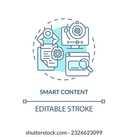 Icono azul de línea delgada 2D que representa contenido inteligente, ilustración vectorial aislada personalizable de la innovación en la educación.
