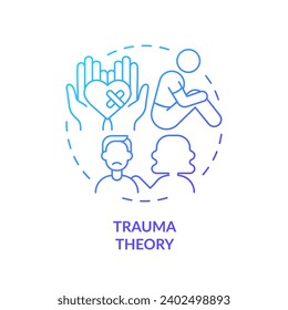 2D thin line gradient icon trauma theory concept, isolated vector, blue illustration representing codependent relationship.